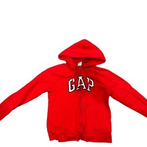 Gap Kids Red Zip Up Hoodie Sweatshirt Logo Size L